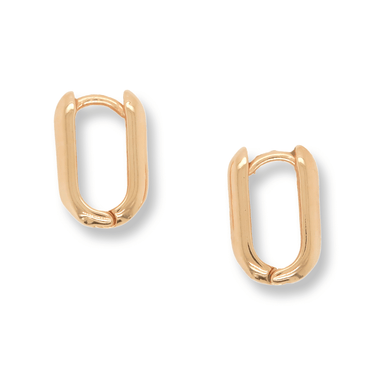 Gold Oval Huggies Earrings